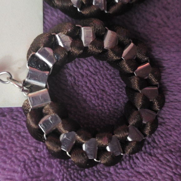 Brown Silver Hoops - Picture 2 of 5